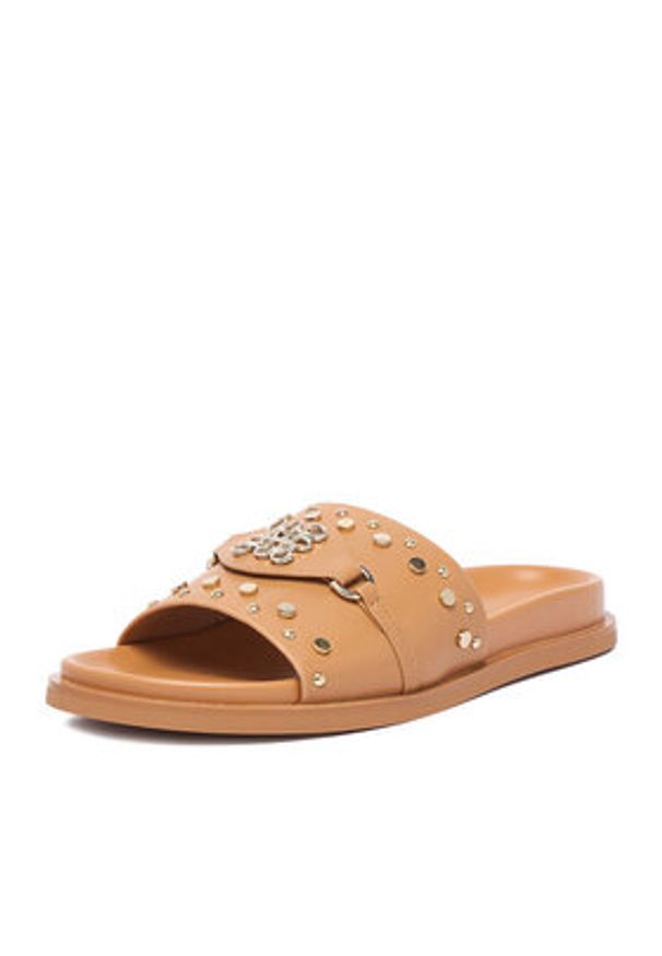 Nine West Klapki EO-TL758-1 Brązowy jasny. Kolor: brązowy. Materiał: skóra