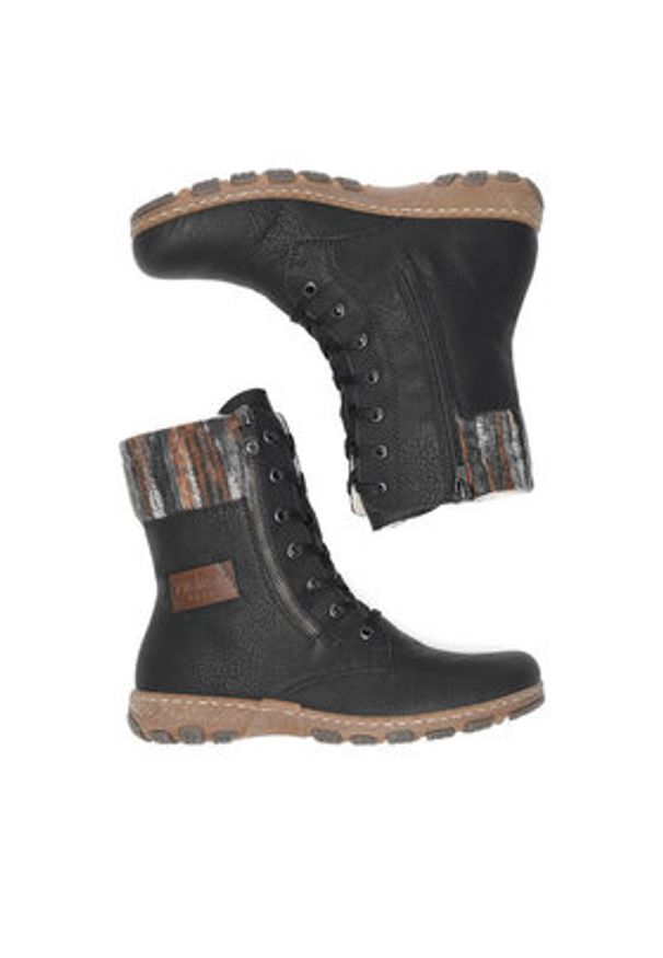 Rieker Trzewiki Z0123-01 Czarny. Kolor: czarny. Materiał: materiał