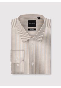 Pako Lorente - PAKO LORENTE - Beżowa koszula męska w paski. Kolor: beżowy. Materiał: poliester, bawełna. Długość: długie. Wzór: paski. Sezon: jesień #3