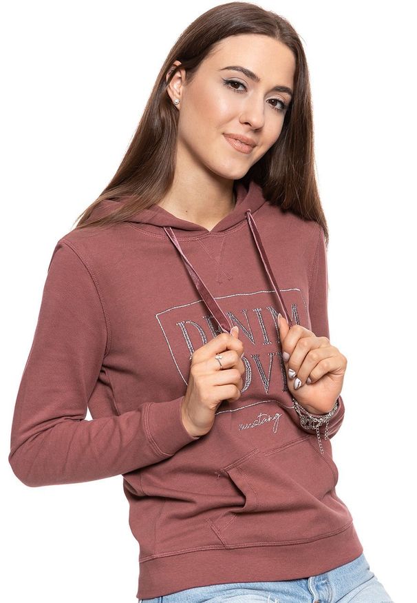 Mustang - BLUZA MUSTANG Bella H Structure WILD GINGER 1008434 7176. Typ kołnierza: kaptur