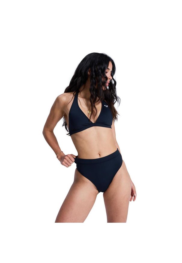 Roxy - Dół bikini dla Kobiety SOLID ESSENTIALS Czarny. Stan: podwyższony. Kolor: szary. Materiał: poliester, elastan, tkanina. Wzór: haft