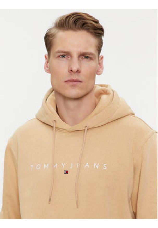 Tommy Jeans Bluza Linear Logo DM0DM17985 Beżowy Regular Fit. Kolor: beżowy. Materiał: bawełna