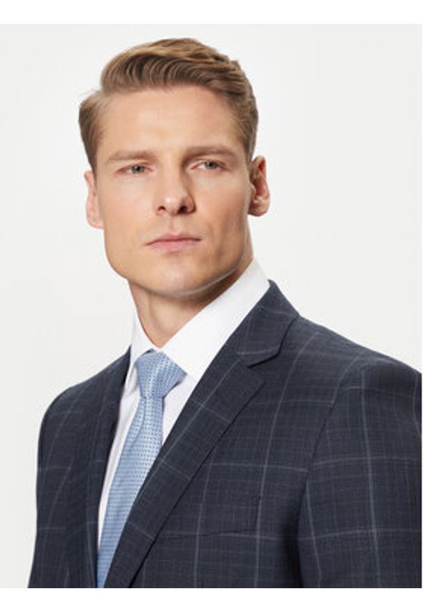 BOSS Garnitur H-Huge 50518097 Granatowy Slim Fit. Kolor: niebieski. Materiał: wełna