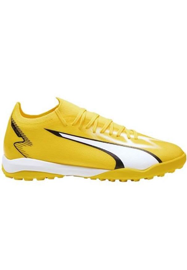Buty do piłki nożnej męskie Puma Ultra Match Tt. Zapięcie: sznurówki. Kolor: żółty. Materiał: syntetyk, materiał. Szerokość cholewki: normalna. Sport: piłka nożna