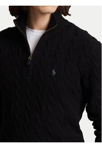Polo Ralph Lauren Sweter 710876766005 Czarny Regular Fit. Typ kołnierza: polo. Kolor: czarny. Materiał: wełna #4