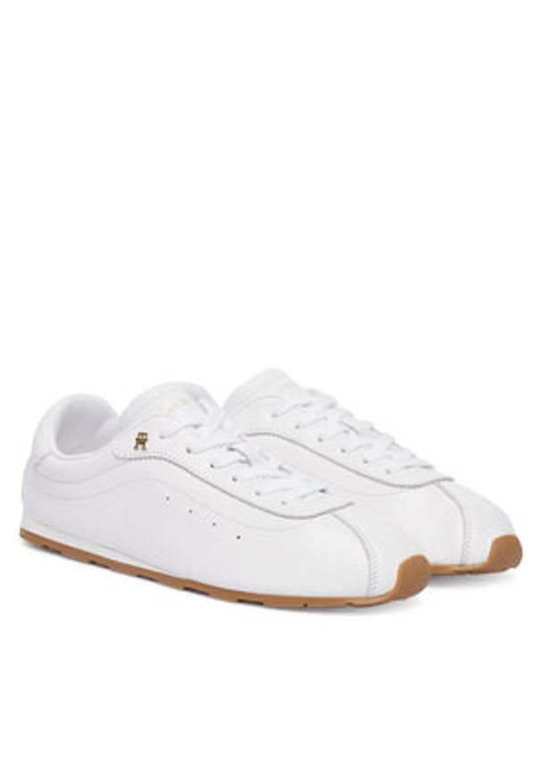 TOMMY HILFIGER - Tommy Hilfiger Sneakersy Th Low Profile Runner FW0FW08951 Biały. Kolor: biały. Materiał: skóra
