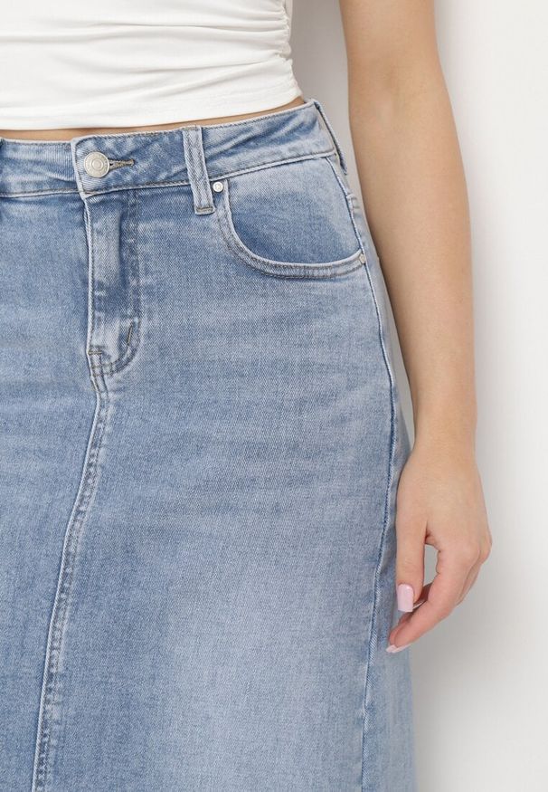 Born2be - Jasnoniebieska Jeansowa Spódnica Maxi z Wysokim Stanem Nicyela. Stan: podwyższony. Kolor: niebieski. Materiał: jeans
