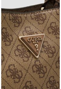 Guess - GUESS Brązowa torebka damska logowana Meridian. Kolor: brązowy. Materiał: skórzane #4
