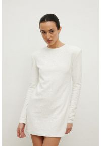 Marsala - Sukienka z cekinami w kolorze CREM- CONFETTI -S. Okazja: na imprezę. Materiał: poliester, elastan. Wzór: gładki. Styl: klasyczny, elegancki. Długość: mini #1