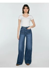 Big-Star - Jeansy damskie z szeroką nogawką niebieskie Celin 492. Stan: podwyższony. Kolor: niebieski. Sezon: lato. Styl: klasyczny, rockowy, retro #4