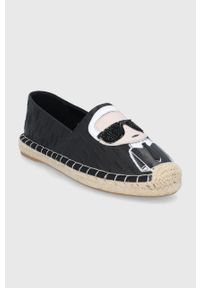 Karl Lagerfeld espadryle skórzane KAMINI KL80121.000 kolor czarny. Nosek buta: okrągły. Kolor: czarny. Materiał: skóra #5