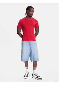 Kappa T-Shirt Logo Korpo Cafers 304J150 Bordowy Slim Fit. Kolor: czerwony. Materiał: bawełna
