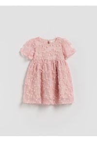 Reserved - Tiulowa sukienka z haftem - pastelowy róż. Kolor: różowy. Materiał: tiul. Wzór: haft #1