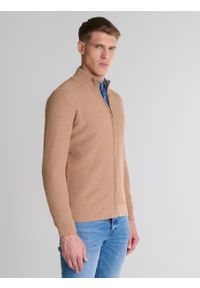 Big-Star - Sweter męski bawełniany rozpinany brązowy Adal 802. Okazja: do pracy, na co dzień. Kolor: brązowy. Materiał: bawełna. Wzór: ze splotem. Styl: klasyczny, casual, elegancki #3