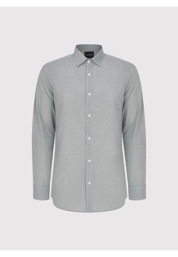 Pako Lorente - PAKO LORENTE - Biała koszula męska mikrowzór. Kolor: biały. Materiał: bawełna. Długość rękawa: długi rękaw. Długość: długie. Sezon: jesień