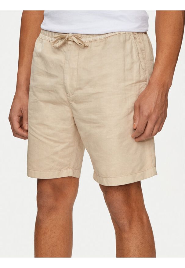 Pepe Jeans Szorty materiałowe Relaxed Linen Smart Shorts PM801093 Beżowy Regular Fit. Kolor: beżowy. Materiał: bawełna, len