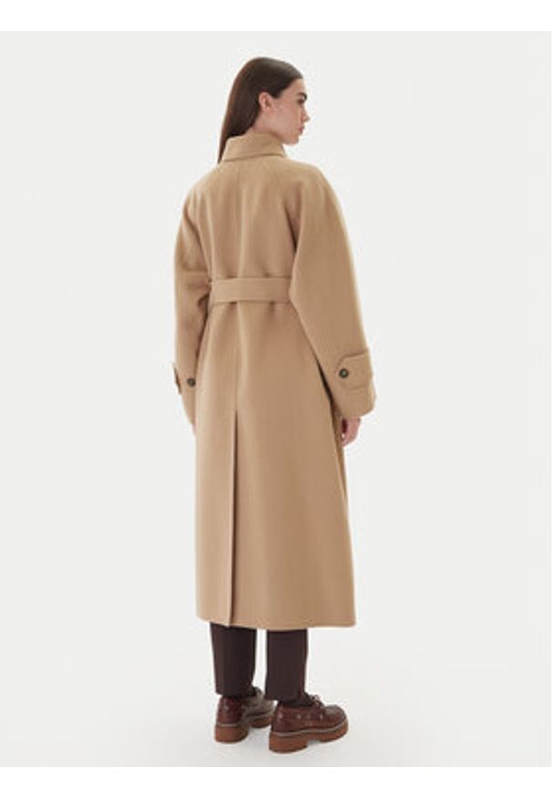 Weekend Max Mara Płaszcz wełniany Cadine 2525016022 Beżowy Regular Fit. Kolor: beżowy. Materiał: wełna