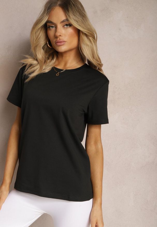 Renee - Czarna Koszulka z Bawełny o Fasonie T-shirt Lormarka. Okazja: na co dzień. Kolor: czarny. Materiał: bawełna. Styl: casual, klasyczny