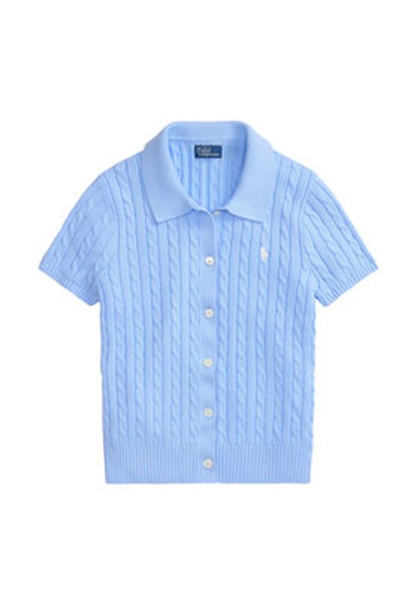 Polo Ralph Lauren Kardigan 211963486500 Niebieski jasny Slim Fit. Typ kołnierza: polo. Kolor: niebieski. Materiał: bawełna