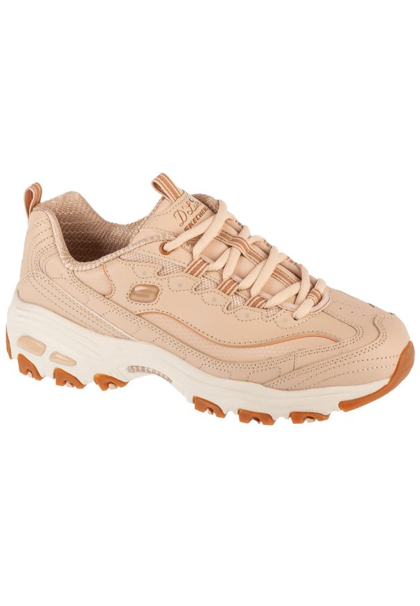 skechers - Buty sportowe Sneakersy damskie, D'Lites - Good Neutral. Kolor: czarny, brązowy, beżowy. Materiał: syntetyk, materiał. Model: Skechers Sport. Sport: turystyka piesza