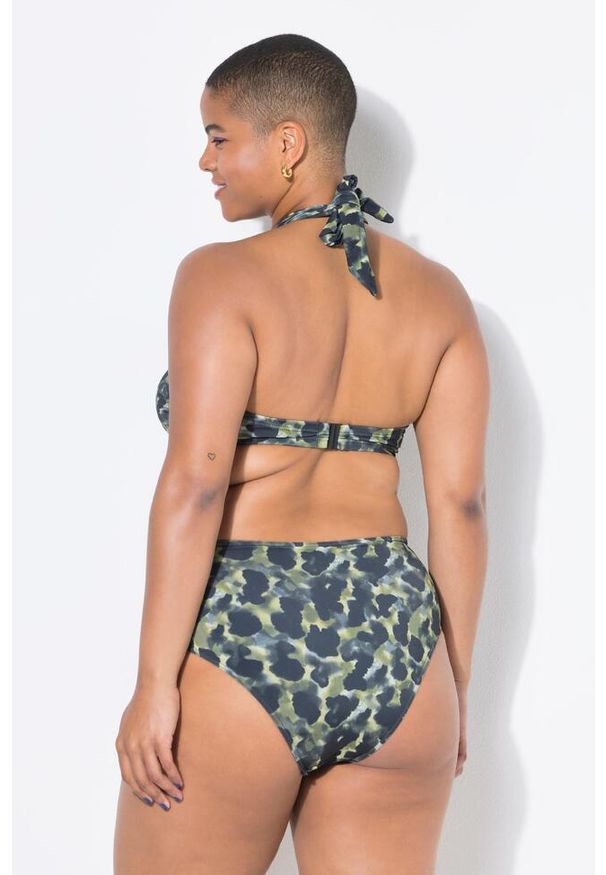 ULLA POPKEN - Damskie Figi od bikini wysoki stan moro. Stan: podwyższony. Kolekcja: plus size. Kolor: zielony, wielokolorowy, żółty. Materiał: elastan, poliamid, materiał. Wzór: moro