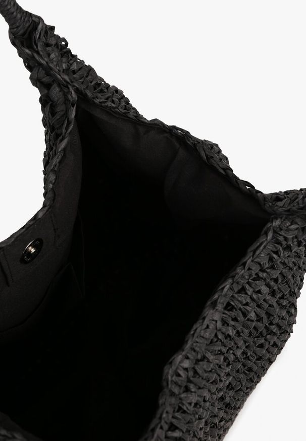 Renee - Czarna Plażowa Torebka Shopper z Plecionki Meriela. Kolor: czarny. Sezon: lato. Styl: casual, elegancki