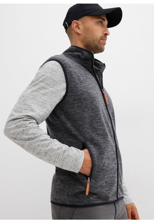 bonprix - Kamizelka z polaru. Typ kołnierza: kołnierzyk stójkowy. Kolor: szary. Materiał: polar