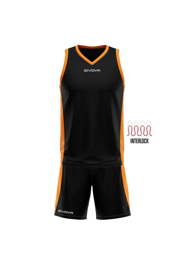 Givova Kit Power Interlock bez rękawów 3XS. Kolor: czarny, pomarańczowy, wielokolorowy. Długość rękawa: bez rękawów. Sport: koszykówka