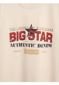 Big-Star - Koszulka męska z nadrukiem z kolekcji Authentic kremowa Enifer 103. Kolor: biały. Materiał: dzianina. Wzór: nadruk. Styl: elegancki