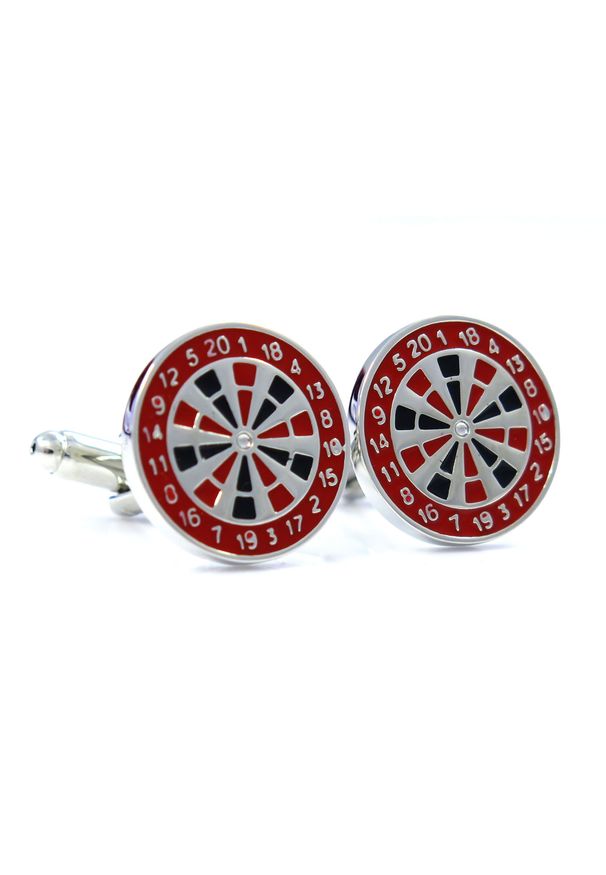 Modini - Srebrno-czerwone spinki - dart U60. Kolor: srebrny, wielokolorowy, czerwony