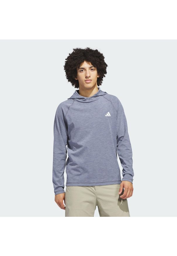 Adidas - Bluza z kapturem Ultimate365 Heather. Typ kołnierza: kaptur. Kolor: niebieski. Materiał: materiał. Sport: golf