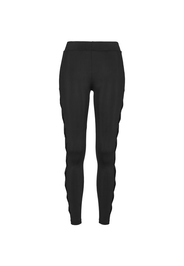 Urban Classics - Damskie klasyczne legginsy miejskie w prążki. Kolor: czarny. Wzór: prążki