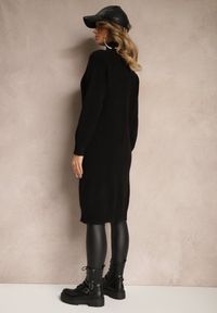 Renee - Czarny Casualowy Kardigan na Guziki z Wełną i Bawełną o Długim Kroju Vamini. Okazja: na co dzień. Kolor: czarny. Materiał: bawełna, wełna. Długość: długie. Styl: casual #5