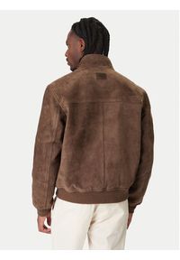 TOMMY HILFIGER - Tommy Hilfiger Kurtka skórzana Harrington MW0MW42976 Brązowy Regular Fit. Kolor: brązowy. Materiał: skóra #4