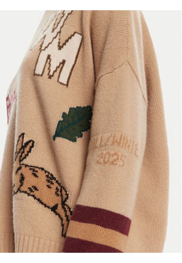 Weekend Max Mara Sweter Pavidi 2525366262 Beżowy Oversize. Kolor: beżowy. Materiał: wełna