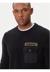 Aeronautica Militare Sweter 252MA1573UL00539 Czarny Regular Fit. Kolor: czarny. Materiał: bawełna #3