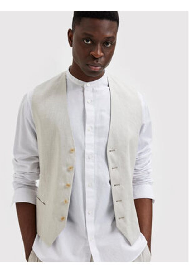 Selected Homme Koszula New Linen 16079054 Biały Regular Fit. Kolor: biały. Materiał: bawełna
