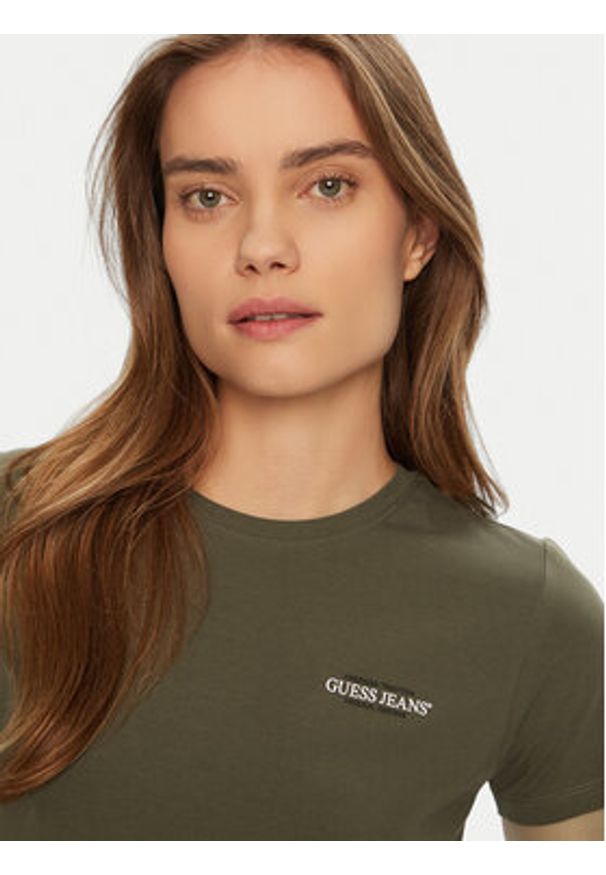 Guess T-Shirt W4YI02 J1314 Zielony Regular Fit. Kolor: zielony. Materiał: bawełna