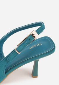 Renee - Zielone Szpilki Slingback VICES z Imitacji Zamszu z Prostokątną Klamerką Natuma. Okazja: na co dzień, na randkę, na ślub cywilny, na wesele. Zapięcie: klamry. Kolor: zielony. Materiał: zamsz. Obcas: na szpilce. Styl: casual, elegancki #9