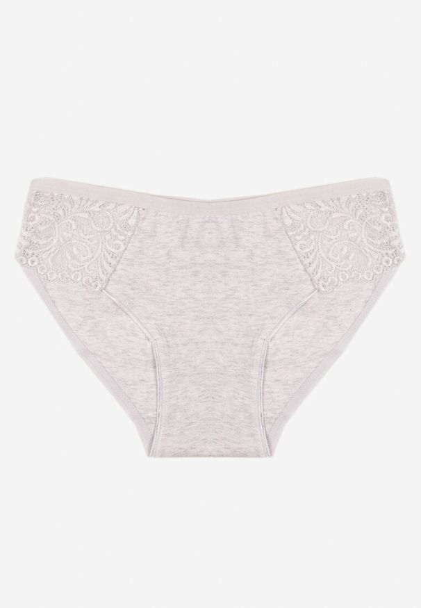 Born2be - Jasnoszare Gładkie Majtki Figi z Bawełny Venessila. Kolor: szary. Materiał: bawełna. Wzór: gładki