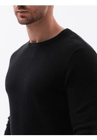 Ombre Clothing - Sweter męski E185 - czarny - XXL. Kolor: czarny. Materiał: bawełna, akryl. Długość rękawa: długi rękaw. Długość: długie. Wzór: aplikacja. Sezon: jesień, zima #6