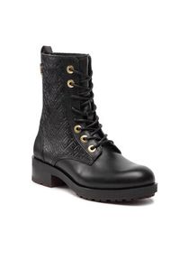 TOMMY HILFIGER - Tommy Hilfiger Botki Th Monogram Biker Boot FW0FW06817 Czarny. Kolor: czarny. Materiał: skóra #6