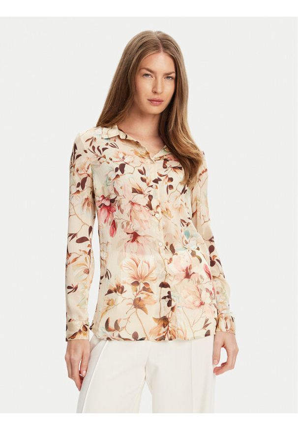 Guess Koszula W5YH0X WDW82 Beżowy Regular Fit. Kolor: beżowy. Materiał: syntetyk