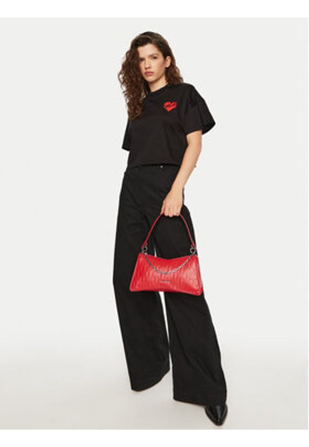 Karl Lagerfeld - KARL LAGERFELD T-Shirt A1W17074 Czarny Regular Fit. Typ kołnierza: dekolt w karo. Kolor: czarny. Materiał: bawełna