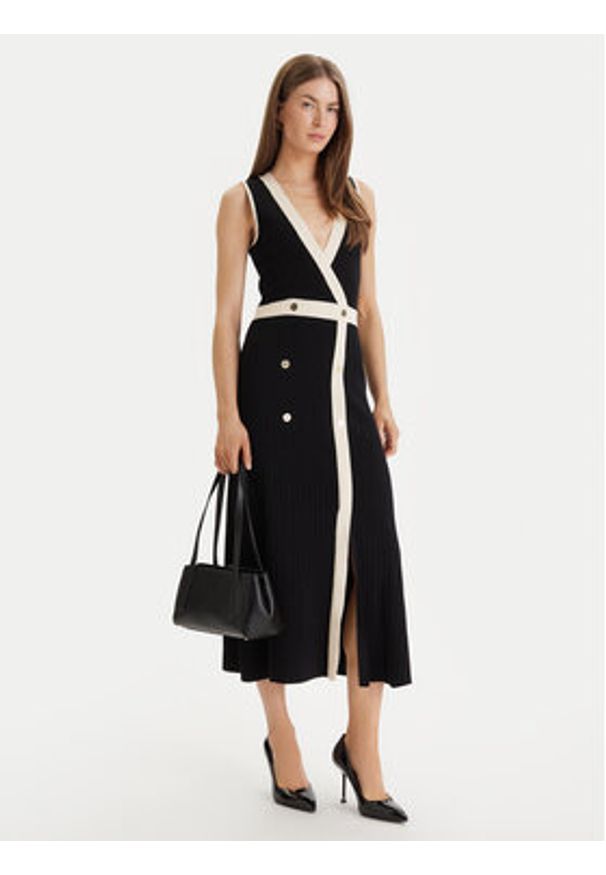 LOLA CASADEMUNT Sukienka dzianinowa LS2616160 Czarny Regular Fit. Kolor: czarny. Materiał: syntetyk