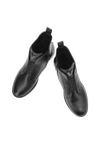 Czarne Botki S.Barski Eleganckie Obuwie Damskie. Okazja: na co dzień. Kolor: czarny. Materiał: skóra ekologiczna. Wzór: aplikacja. Sezon: zima, jesień. Obcas: na obcasie. Styl: elegancki. Wysokość obcasa: niski #4