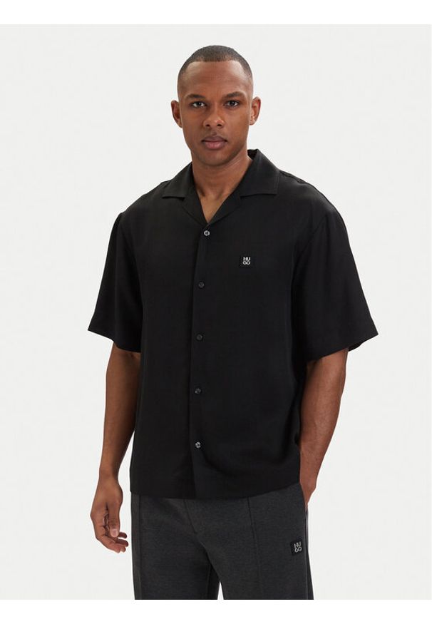 Hugo - HUGO Koszula Espino 50560593 Czarny Oversize. Kolor: czarny. Materiał: lyocell