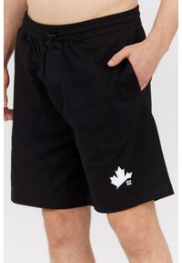 DSQUARED2 Dresowe szorty męskie z liściem, Rozmiar M. Kolor: czarny. Materiał: poliester, dresówka #2