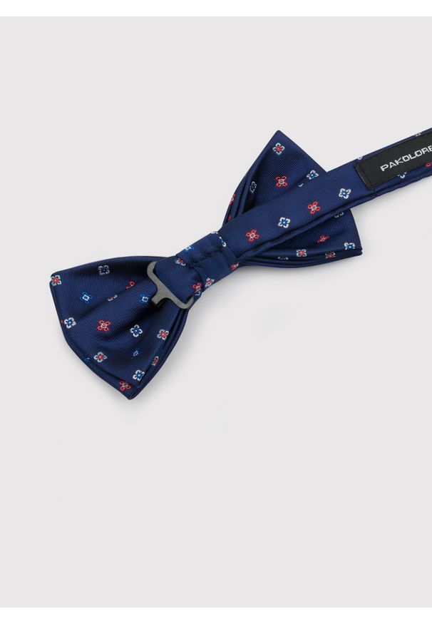 Pako Lorente - PAKO LORENTE – Granatowa mucha męska w drobne wzorki. Okazja: na wesele, na ślub cywilny. Kolor: niebieski. Materiał: poliester. Styl: elegancki