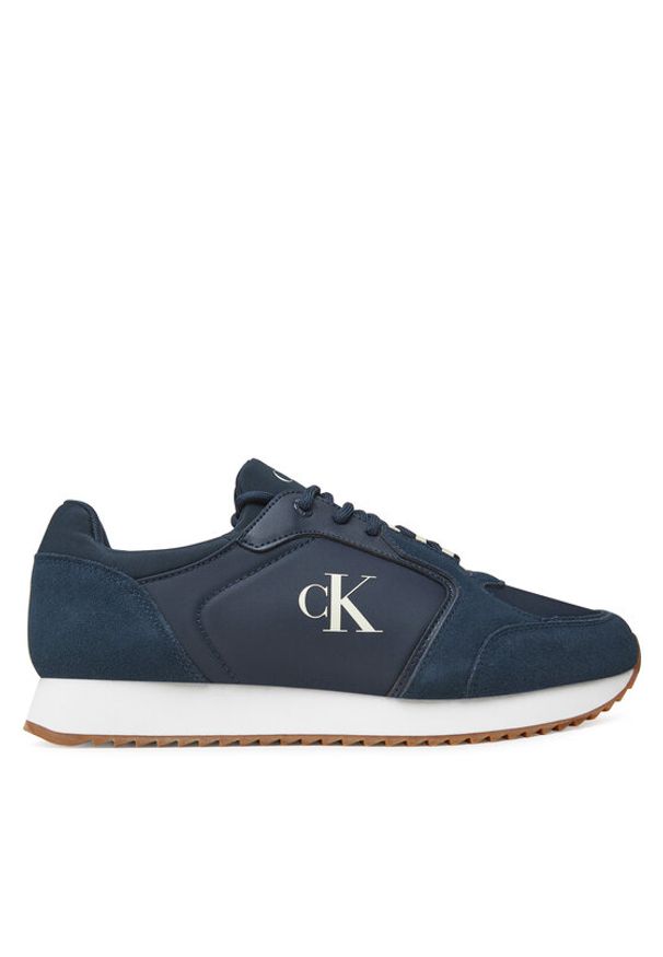 Calvin Klein Jeans Sneakersy Retro Runner Sock Lace Up Ny-Su YM0YM01326 Granatowy. Kolor: niebieski. Materiał: materiał